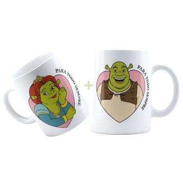 Imagem de Kit Com 2 Canecas Xícaras de Porcelana Cerâmica Personalizadas Com Estampa Presente Dia Dos Namorados Sh reek e Fio nna MD7