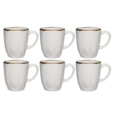 Imagem de Jogo Kit 6 Canecas Xicara Tulipa de Porcelana Chá Café 380ml Ryo Mares