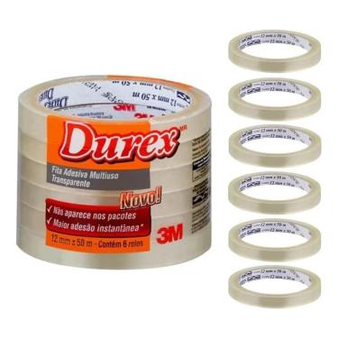 Imagem de Fita Adesiva Durex Fino 12Mmx50M 3M 6Un Embalagem Presentes