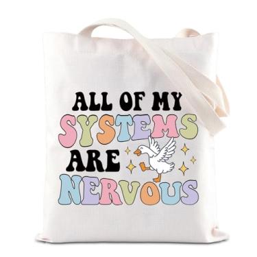 Imagem de Bolsa Social Introvert Overwhelmed Gift All Of My Systems Are Nervous Anxious Goose Inspire Tote Bag Goose Lover Gift (Nervoso-T)