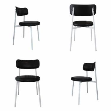 Imagem de Conjunto 4 Cadeiras de Jantar Kyta Revestimento Sintético Est.Branca -