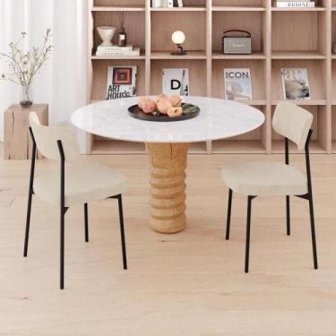 Imagem de Conjunto 4 Cadeiras de Jantar Mynna Boucle Est.Branca - Metalig