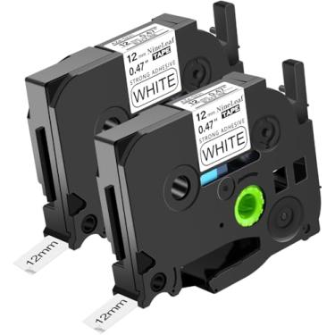 Imagem de NineLeaf 2PK Fita de etiqueta de 12 mm compatível com Brother P-Touch TZe-S231 12 mm 0,47'' Extra Resistência Laminada Branca TZ-S231 1/5.1 cm Preto sobre Branco TZe TZ Fita para Ptouch Label Maker