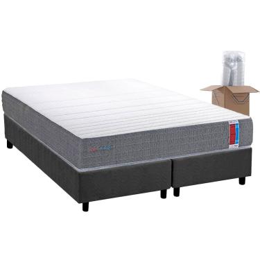 Imagem de Conjunto Box King: Colchão Espuma Herval D28 Singlecore + Base CRC Suede Gray (193x203)