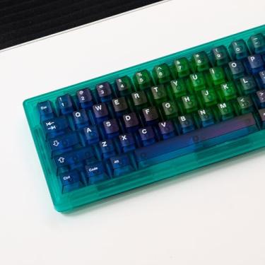 Imagem de Conjunto de teclas transparentes de cristal com perfil cereja verde gradiente para teclado mecânico Cherry Mx 61/64/84/104/108 Cherry Mx Switches