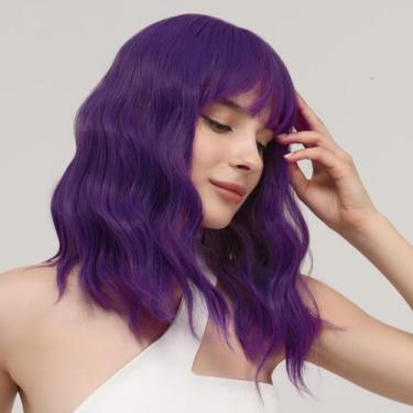 Imagem de Peruca Beelu Purple Bob 36cm Curta Ondulada Sintética