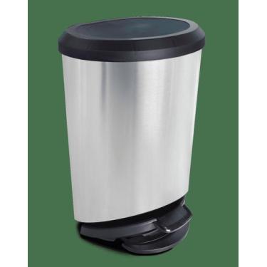 Imagem de Lixeira com Pedal Label Inox 20 Litros Arqplast, Inox e Preto