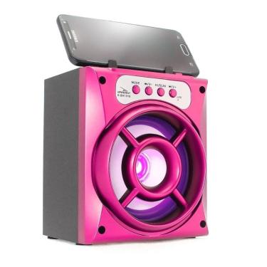 Imagem de Caixa de Som Portátil Bluetooth Mp3 USB Radio Fm Auxiliar Grasep Rosa Pink