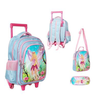 Imagem de Kit Mochila Com Rodinhas E Lancheira + Estojo Alice Fairy
