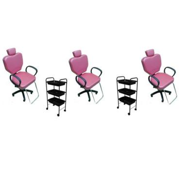 Imagem de kit para salão cabeleireiro - 3 cadeiras para salão cabeleireiro e 2 c