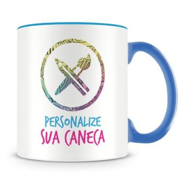 Imagem de Caneca Personalizada com Interior e Alça Azul Celeste - Crie a Sua - A