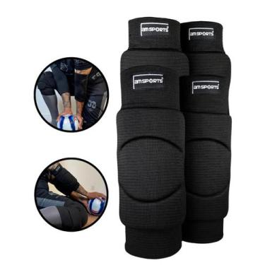Imagem de Kit joelheira e cotoveleira premium adulto am sports, Preto, M