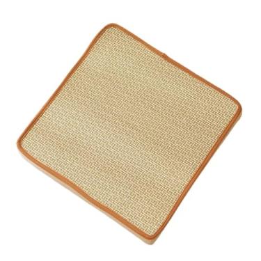 Imagem de pufe Almofada de reforço piso verão cadeira vime quadrada tecida chão Tatami Futon(Beige,40 * 40cm)