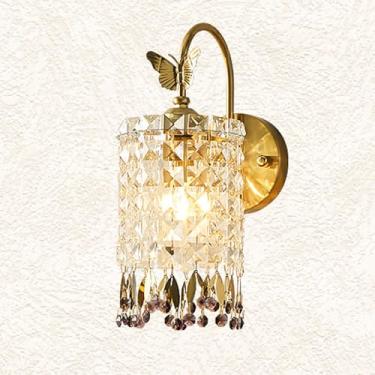 Imagem de Luminária de parede interna moderna, luminária de parede dourada, luminária de parede de cristal, luminária de parede de corredor de 1 luz, luminária de parede de cabeceira, para sala de est