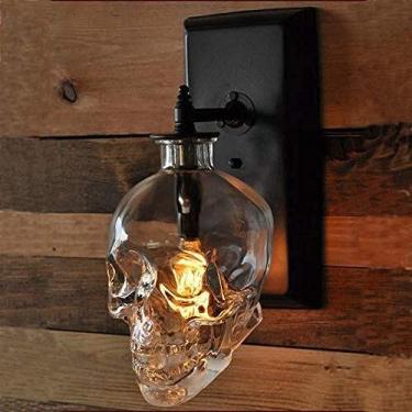 Imagem de Luminária de parede LED transparente com ossos de caveira, abajur de vidro, arandela, luzes, V-intage, industrial, transparente, garrafa de vinho, luz de parede para restaurantes, cafeterias