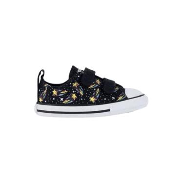 Imagem de Tênis Converse All Star Infantil 2V Ox - Cano baixo, Original, Confortável, Ideal para o dia a dia, Estilo Clássico (Preto/Amarelo, BR, Criança de 1 a 3 anos, Numérico, 20)