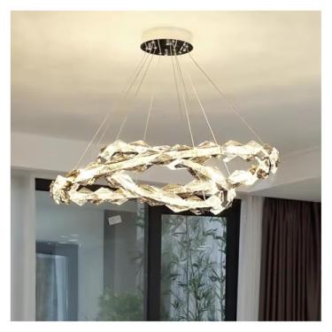 Imagem de Lustre de cristal de luxo moderno LED para sala de estar, quarto, sala de jantar, cozinha, villa, redondo, cromado, lâmpada de cristal, luz pendente, lâmpadas de lustre