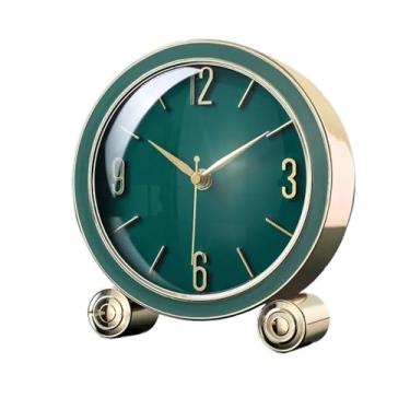 Imagem de hezhuhe2258 Relógio de mesa luxuoso, sala de estar, moderno, silencioso, relógio de mesa, minimalista, retrô, decoração de casa, relógio de mesa (verde)