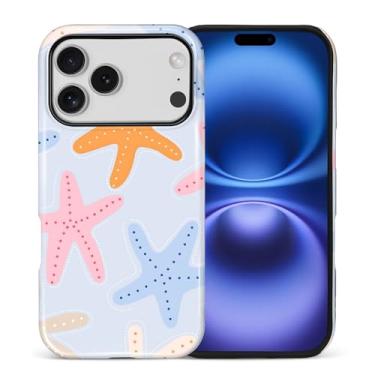 Imagem de COTAIL Capa para iPhone 17 Pro, capa híbrida de 2 camadas, proteção de nível militar, durável, à prova de choque, anti-arranhões, estrela do mar colorida