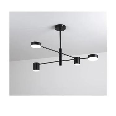 Imagem de Designer de lustre preto - Lustre de ferro forjado minimalista LED Sala de estar Quarto AC90-260V Iluminação interna para casa, lâmpadas de lustre