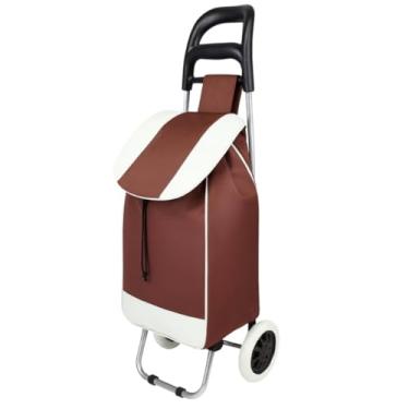 Imagem de Carrinho de Compras para Feira e Supermercado | 2 Rodas Reforçadas, Dobrável e Alta Capacidade de 30kg(Marron)
