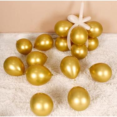 Imagem de Balões metálicos dourados de 12 cm cromado balão de látex hélio para festa, pacote com 100