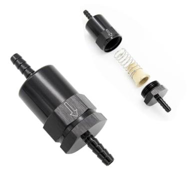 Imagem de KRD PERFORMANCE Filtro de combustível em linha de tarugo de 5/40.6 cm de alumínio com elemento de inserção de bronze de mola de 30 mícrons, preto