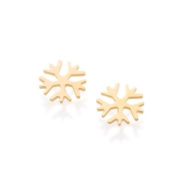Imagem de Brinco Rommanel Infantil Flocos de Neve Banhado a Ouro 18k 525355