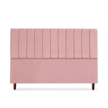 Imagem de Cabeceira De Casal King Carla 195 cm Com Frame Suede Rosa - Tifanny De