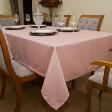 Imagem de Toalha de Mesa Luxo e Buffet Delicada para Jantar Maquinetado 4 Lugares 140x160 cm (Rose)