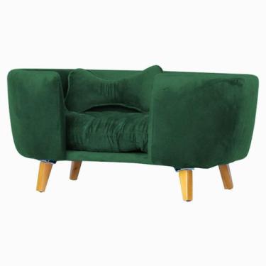 Imagem de Poltrona Cama Pet Hanna Estofada Tecido Veludo Divini Decor, Verde