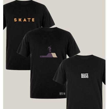 Imagem de Kit 3 Camisetas Masculinas Skate Algodão Prime WSS Brasil