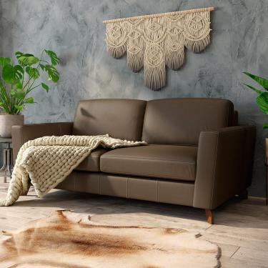 Imagem de Sofá Sala de Estar Living 4 Lugares 280cm Presley Pés Madeira Couro Capuccino G52 - Gran Belo
