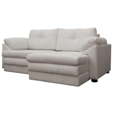 Imagem de Sofá Retrátil 3 Lugares Bipartido Sala de Estar Bali 215cm Couro Off White - Gran Belo