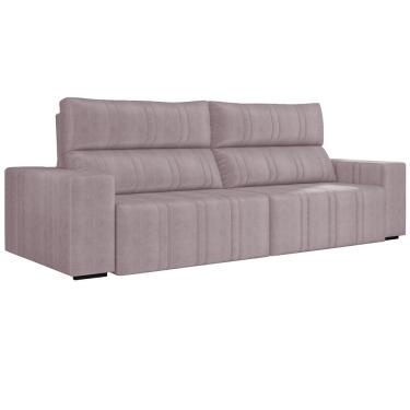 Imagem de Sofá Retrátil 294 cm Sala de Estar Leonel Suede Rosê - Gran Belo