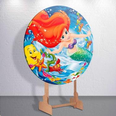 Imagem de Capa Grande e Mini Painel Sereia Princesa Litle Redondoda Estampa Subl