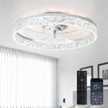 Imagem de Ventilador de teto Depuley 20" White Flush Mount com controle remoto