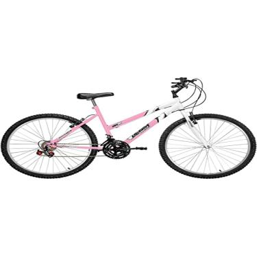 Imagem de Bicicleta de Passeio Ultra Bikes Esporte Bicolor Aro 26 Reforçada Freio V-Brake – 18 Marchas Feminina Rosa Bebê/Branco