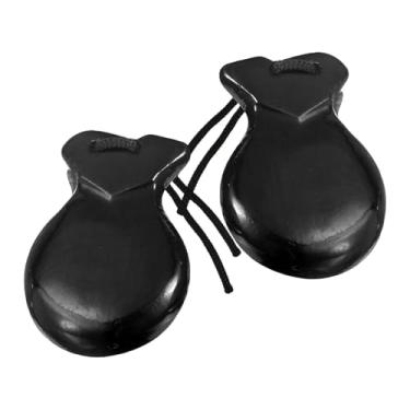 Imagem de YIJU 2x Castanholas espanholas de madeira Instrumentos de percussão Instrumentos de percussão de mão para melodias folclóricas, Preto