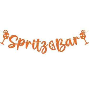 Imagem de Qttier Spritz Bar Banner - Spritz Themed Birthday Decorations - Orange Party Decorations - Orange Glitter
