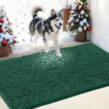 Imagem de IM HOME Capacho absorvente de chenille para ambientes externos 122 cm x 76 cm, tapetes laváveis e enlameados para cães, capacho interno antiderrapante, tapete de cachorro para patas enlameadas