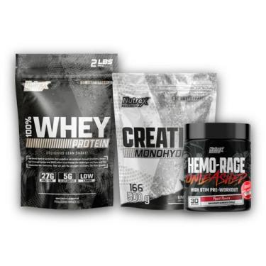 Imagem de Kit 100% Whey Protein + Pré Treino Concentrado 180g + Creatina Monohyd