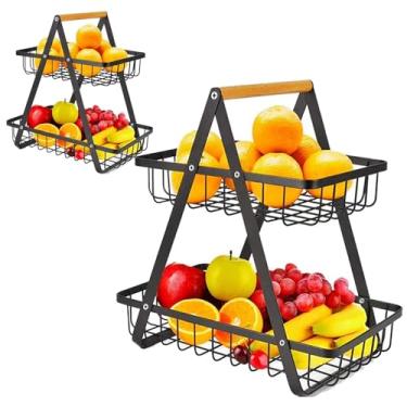 Imagem de Fruteira De Mesa Com 2 Andares Dupla Cesto De Frutas Aramado Metal Organizador Frutas Legumes(2PCS)