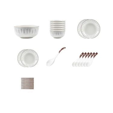 Imagem de Pratos de cerâmica de cor sólida sob o esmalte para casa personalidade fresca e requintada - conjunto de 20 peças "caixa"