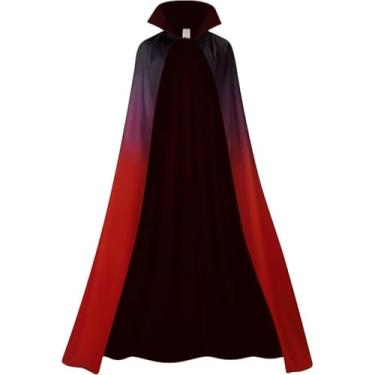 Imagem de AGCOAH Adult Vampire Cloak Men Women Two Sides Reversible Stand Collar Magician Cape Gradient Red Halloween Devil Witch Masquerade Cosplay 35.4Inch
