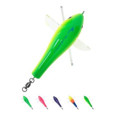 Imagem de BLUEWING Deluxe Trolling Birds 294.8 kg Through Wire Fishing Teaser 18,5 cm Isca de peixe para atum Marlin Mahi, amarelo porto/verde, apenas para fazer barras espalhadoras