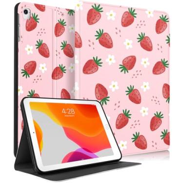 Imagem de Uppuppy Capa para iPad 5ª/6ª geração, para Apple iPad Air de 1ª/2ª geração, para iPad Pro 9,7 polegadas, capa fofa para crianças, meninas, mulheres, meninas, adolescentes, morango, capa para iPad 5/6, Air 1/2, Pro 9,7