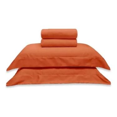 Imagem de Jogo de Lençol 400 Fios Micropercal com Elástico – Toque Acetinado Diversos Tamanhos (TERRACOTA, KING)