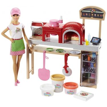 Imagem de Pizzaria da com Acessórios Exclusivos e 1 Boneca para Crianças de 3 Anos ou Mais, BARBIE FHR09, Vermelho