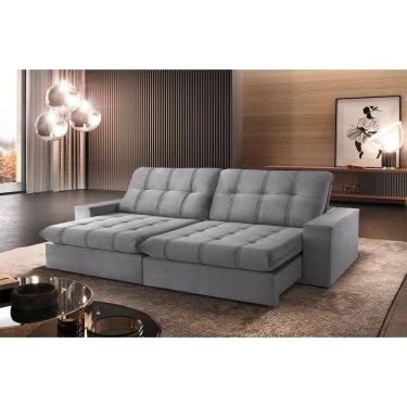 Imagem de Sofá Retrátil Caparaó 2,90m 5 Lugares Molas Ensacadas Txr Prata